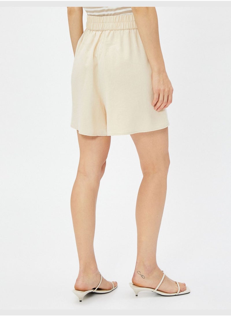 KOTON Drawstring Pocket Detail Linen Mix Short  - Image 4