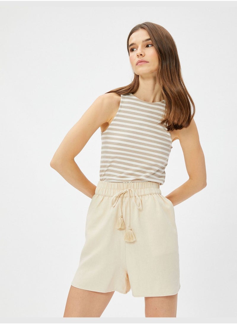 KOTON Drawstring Pocket Detail Linen Mix Short  - Image 1