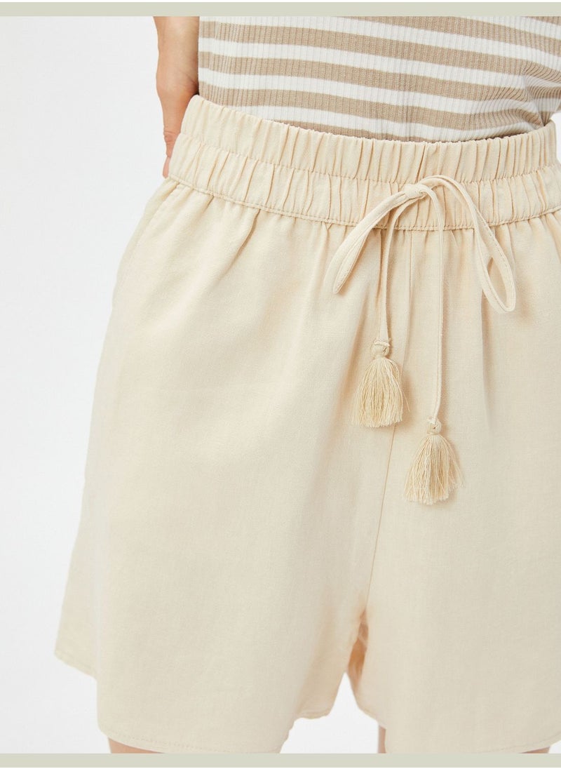 KOTON Drawstring Pocket Detail Linen Mix Short  - Image 5