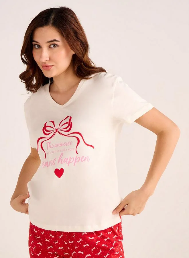 Splash FAV Pyjama Set V-neck T-shirt & Trousers Cotton