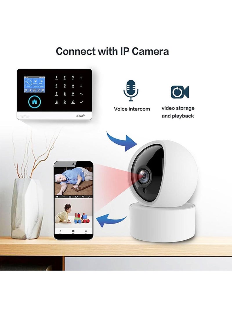 excitat WiFi GSM Home Alarm Security System, 2.4in LCD Wireless DIY Smart Home Burglar Security Alarm System 17 Piece Kit, Compatible with Alexa Google Home Voice Control and Google Assistant - Image 4