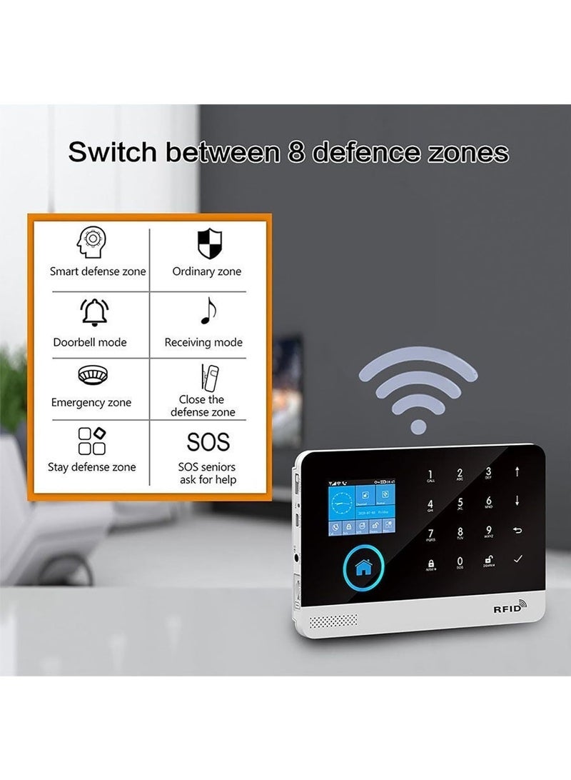 excitat WiFi GSM Home Alarm Security System, 2.4in LCD Wireless DIY Smart Home Burglar Security Alarm System 17 Piece Kit, Compatible with Alexa Google Home Voice Control and Google Assistant - Image 5