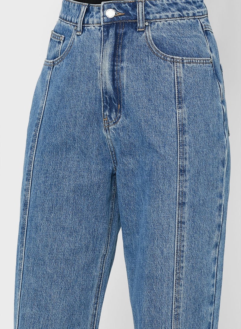 LOST INK High Waist Front Seam Barrel Leg Jeans - Image 3