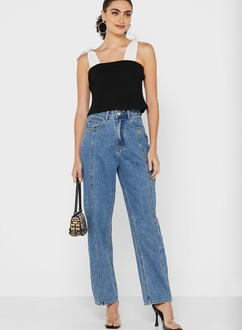 LOST INK High Waist Front Seam Barrel Leg Jeans - Image 5