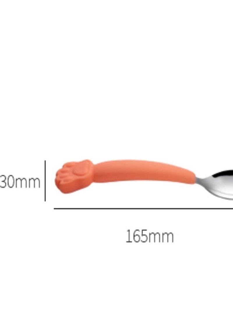 Orange children's stainless steel long handle spoon - Image 3