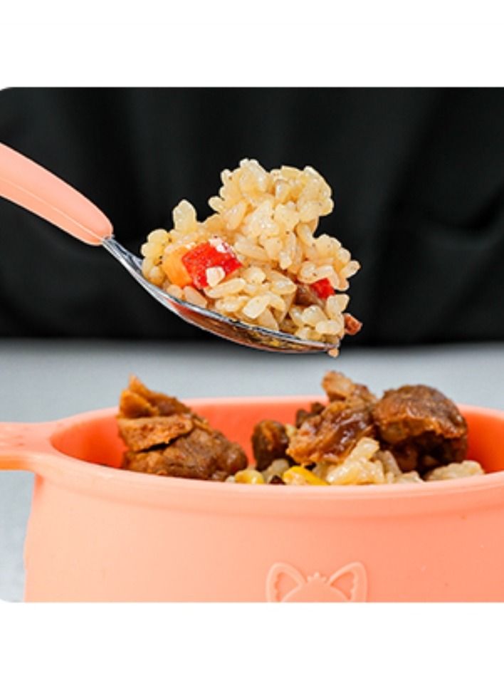 Orange children's stainless steel long handle spoon - Image 2