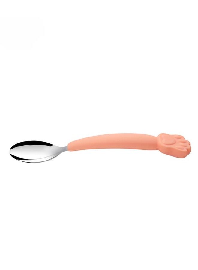 Orange children's stainless steel long handle spoon - Image 1