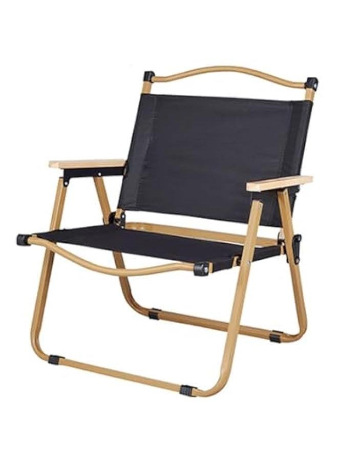 HOOKOR Durku Camping Folding Ultralight Chair,Chair with Wooden Handle Aluminum Bracket Stable Collapsible,Light Portable Folding Camping Chair for Outdoor Fishing,Picnic,Travel (Black)  - Image 1