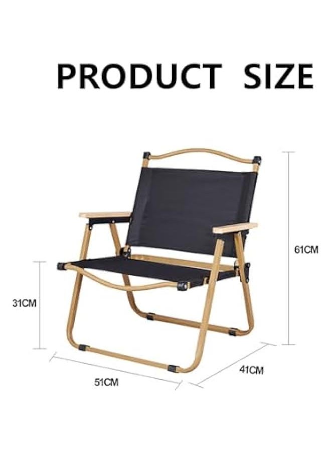 HOOKOR Durku Camping Folding Ultralight Chair,Chair with Wooden Handle Aluminum Bracket Stable Collapsible,Light Portable Folding Camping Chair for Outdoor Fishing,Picnic,Travel (Black)  - Image 2