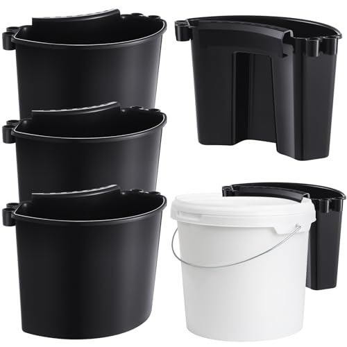 Datanly 4 Pcs Car Detailing Bucket 10.2 x 7.8 x 5.5 Inches Portable Car Washing Bucket Multipurpose Squeegee Hanging Organizer for Accessories Tool Picnic, Black - Image 1