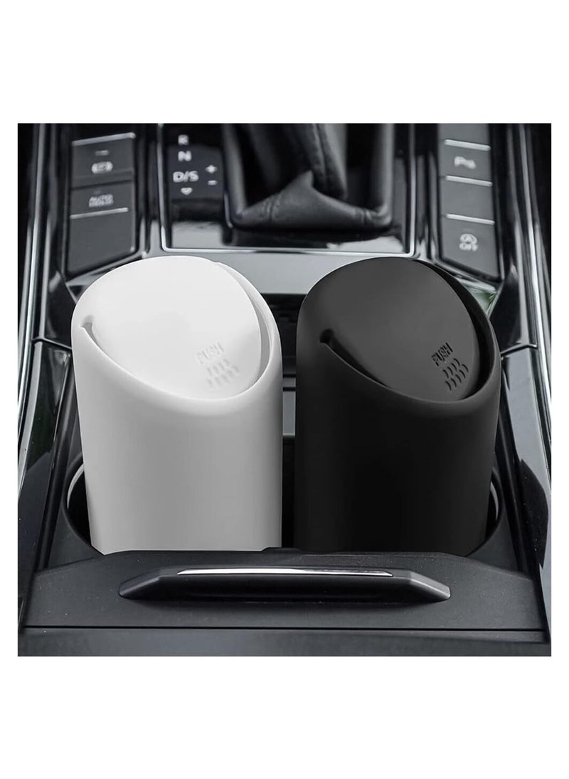 Car Trash Can with Lid Mini Silicone Auto Garbage Container Waterproof Leakproof Portable Vehicle Trash Dustbin Mini Garbage Bin for Automotive Car Home Office Kitchen