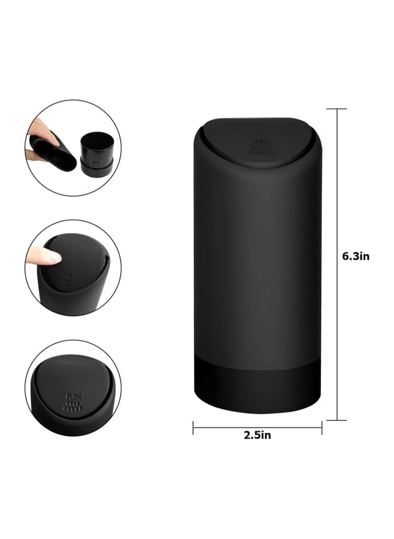 Car Trash Can with Lid Mini Silicone Auto Garbage Container Waterproof Leakproof Portable Vehicle Trash Dustbin Mini Garbage Bin for Automotive Car Home Office Kitchen