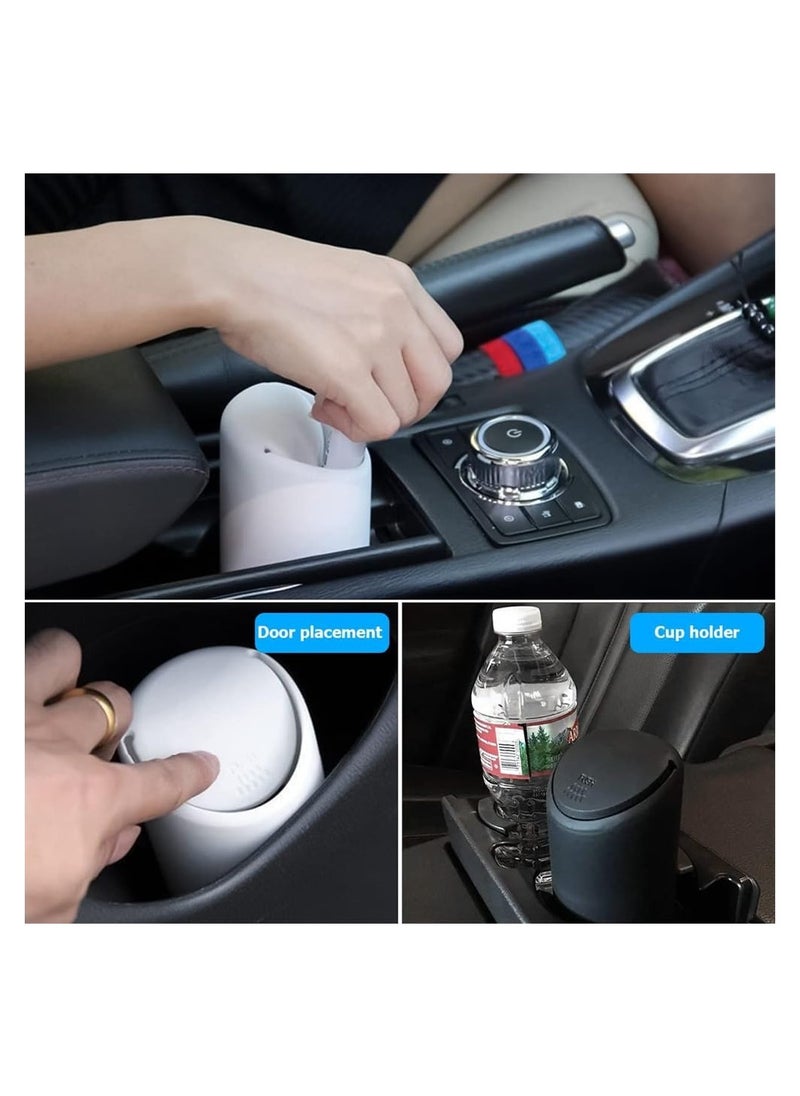 Car Trash Can with Lid Mini Silicone Auto Garbage Container Waterproof Leakproof Portable Vehicle Trash Dustbin Mini Garbage Bin for Automotive Car Home Office Kitchen