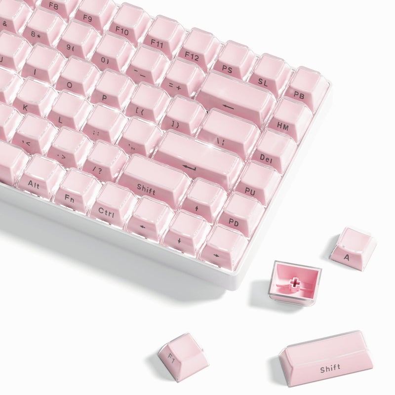 Womier Jelly Keycaps-Lusterfly Cute Keycaps Pink 60 65 75 100 Percent, Side Printed Elegant Key caps Custom113 Keys, OEM Profile for 61/68/84/87/98/100 Cherry Gateron MX Mechanical, Pink - Image 1