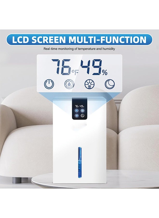 Generic Dehumidifier for Home, 2.6L Water Tank, Dehumidifier for Basement Bedroom, Dehumidifiers for Room with 7 Colors LED Light, Auto Shut Off, Humidity Display(White)  - Image 3