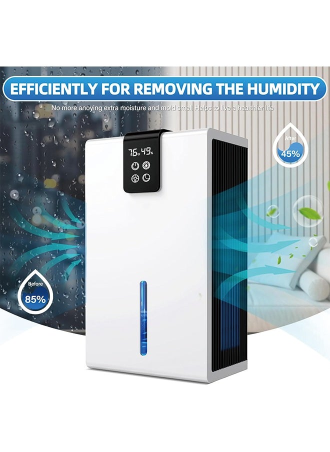 Generic Dehumidifier for Home, 2.6L Water Tank, Dehumidifier for Basement Bedroom, Dehumidifiers for Room with 7 Colors LED Light, Auto Shut Off, Humidity Display(White)  - Image 5