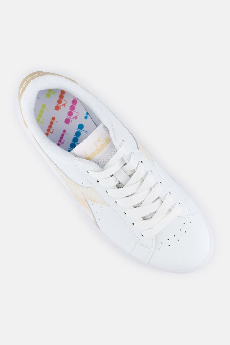DIADORA Kids Girl Brand Logo Lace Up Outdoor Shoes White - Image 4
