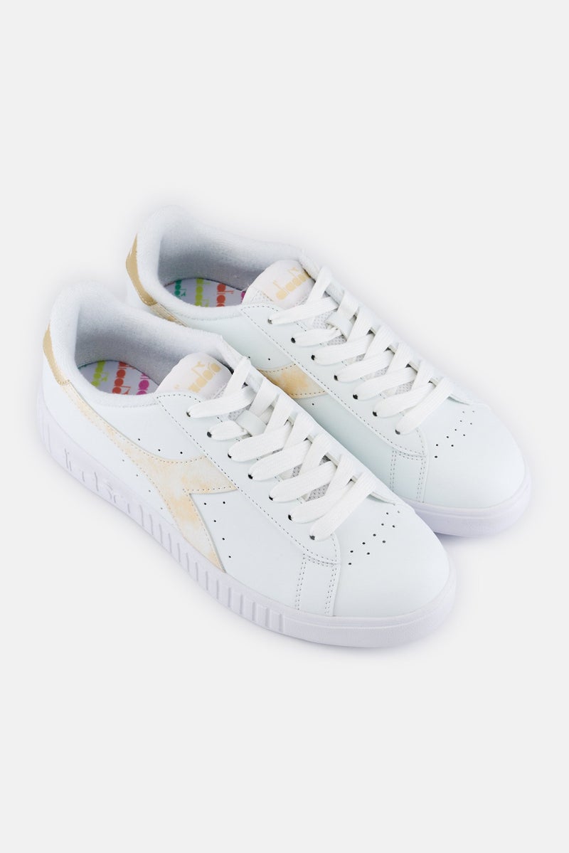 DIADORA Kids Girl Brand Logo Lace Up Outdoor Shoes White - Image 2