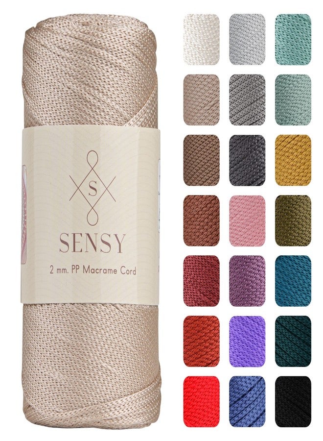 S SENSY Sensy Premium 2mm 251 Yards Polyester Rope - 100% Polypropylene Macrame Cord for Crochet Bag, Thread Gift for Knitter (Latte) - Image 1