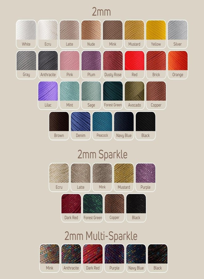 S SENSY Sensy Premium 2mm 251 Yards Polyester Rope - 100% Polypropylene Macrame Cord for Crochet Bag, Thread Gift for Knitter (Latte) - Image 3