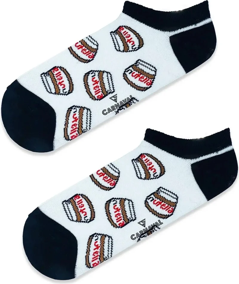 Carnaval Socks Booties White Nutella Patterned Colorful Socks