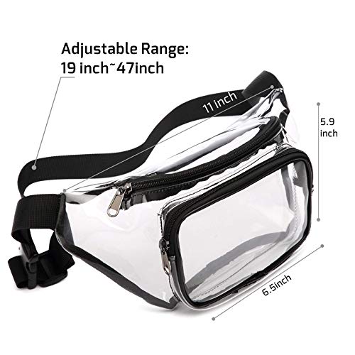Veckle 2 Pack Clear Fanny Pack Stadium Approved - Adjustable Belt Bag for Women Men Fits Sport Events, Travel, Beach, Concerts, Water-resistant Stadium Waist Bag Transparent Clear Purse - Image 2
