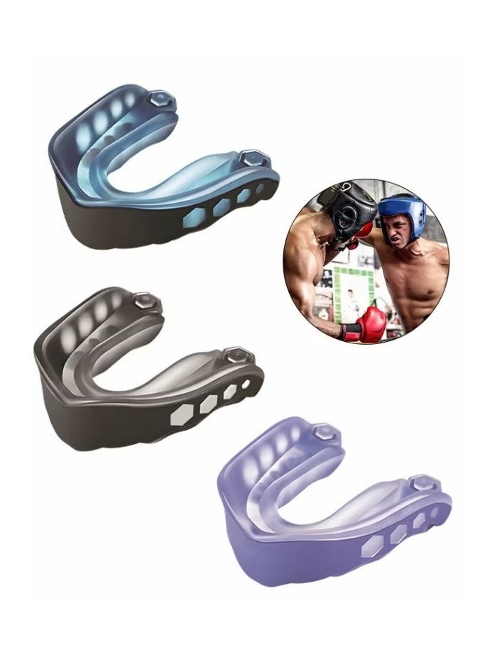 SRLIWHITE 3-Color Mouth Guard Set for Adults, Adjustable Fit Sports Protection, Re-mouldable Gel Fit with Case, Ideal for Boxing, Rugby, Hockey, and Other Contact Sports, Premium Teeth Protection  - Image 1