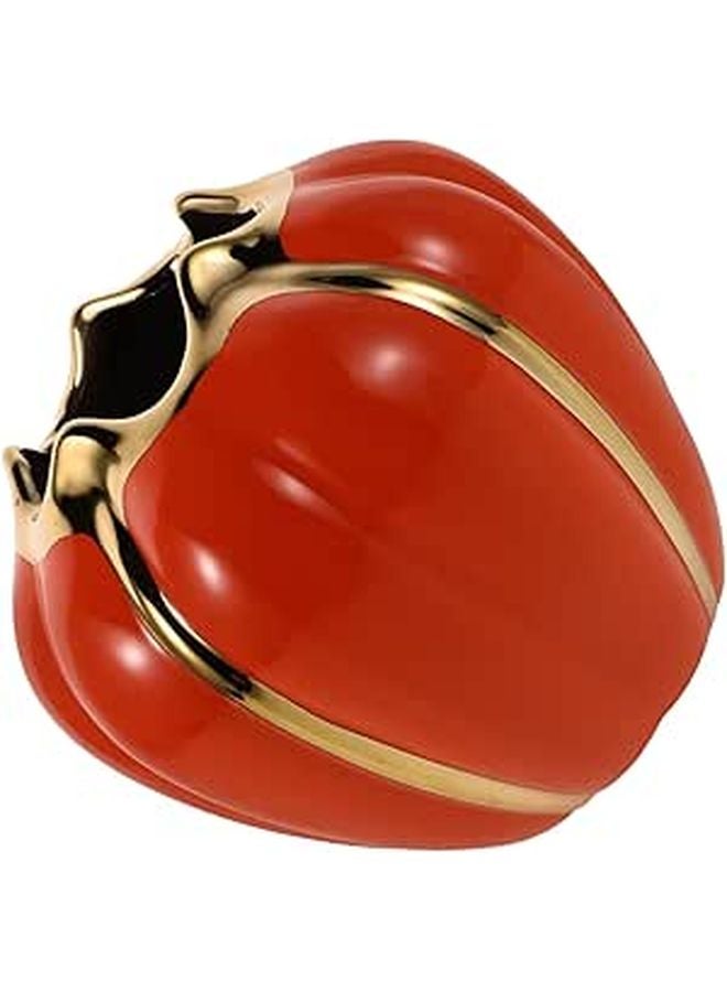 حامل أدوات اليقطين السيراميكي البرتقالي القديم المزخرف بتخزين طاولة حصاد الخريف - Image 1