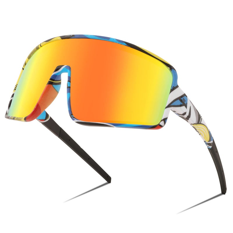 FEISEDY Sports Sunglasses, Polarized Oversized Shield for Women Men Youth, Baseball Cycling Running Outdoor Visor B2988 - Image 1