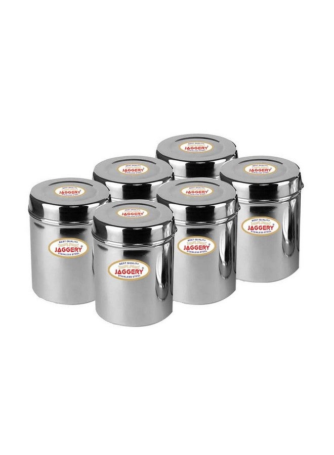 JAGGERY® Stainless Steel Tall Container, Ubha Dabba (Set of 6) (Dia_12 cm, Height 14.5 cm, Capacity_1 Litre) - Image 1