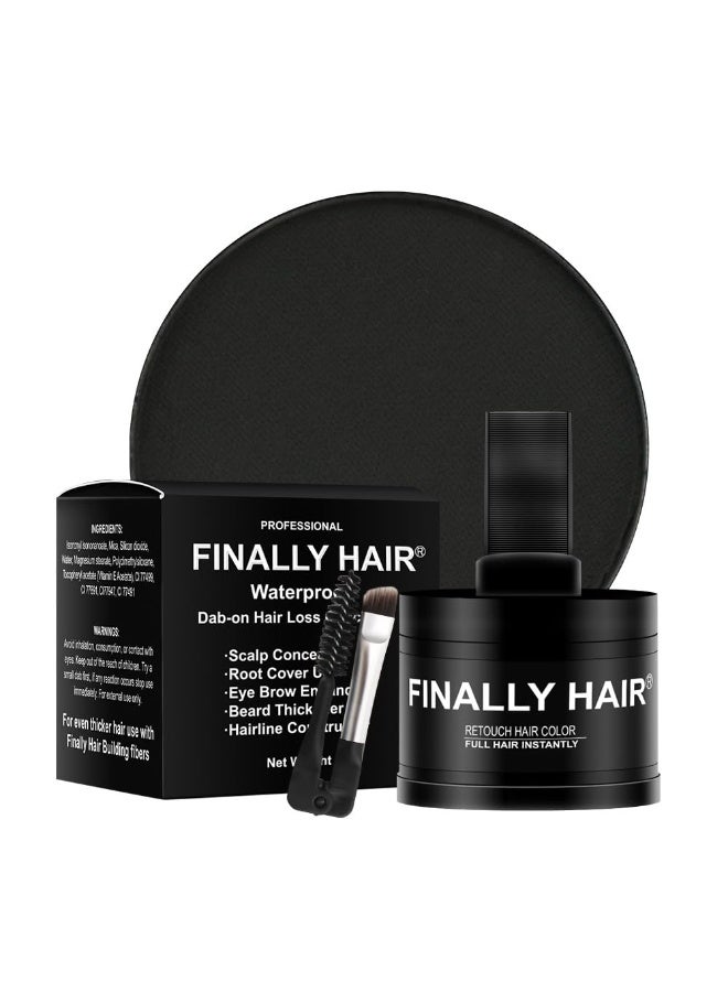 Finally Hair كونسيلر ألياف الشعر النهائي - حل فقدان الشعر الأسود المقاوم للماء، مُنشئ خط الشعر، مُعزز الحواجب ومُعبئ اللحية مع مسحوق الظل القابل للتطبيق باللمس - Image 1