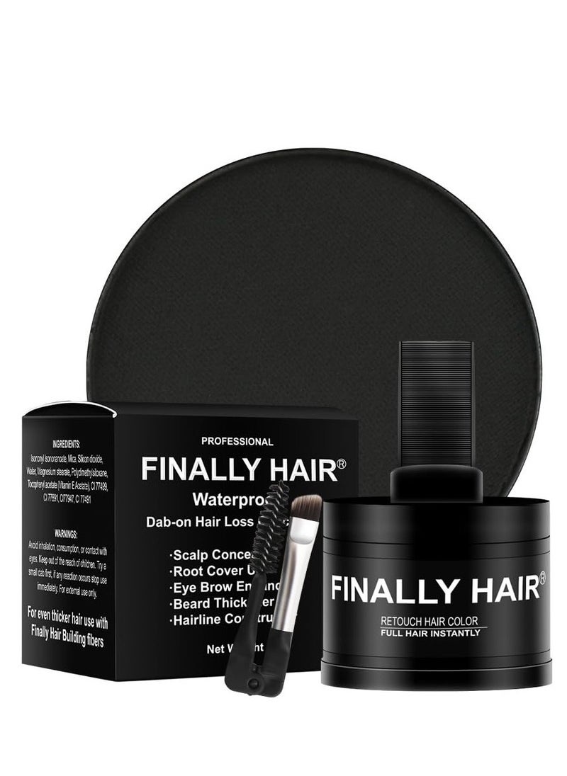 Finally Hair Finally Hair Fiber Concealer - Waterproof Black Hair Loss Solution, Hairline Creator, Eyebrow Enhancer & Beard Filler with Dab-on Shadow Powder  - Image 1