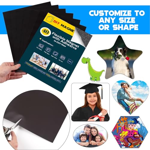 CHUNNIAO 8.5X11 Inches Picture Magnets for Refrigerator, Letter Size (Bulk 40 Pieces),Magnetic Sheets with Self-Stick Adhesive for Home/Classroom/Office,Easy Cut DIY Photo Magnet - Image 3