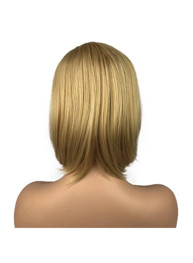 Aimole Women'S Medium Length Straight Bob Wigs Blonde Synthetic Wig Full Capless Hair - Image 3