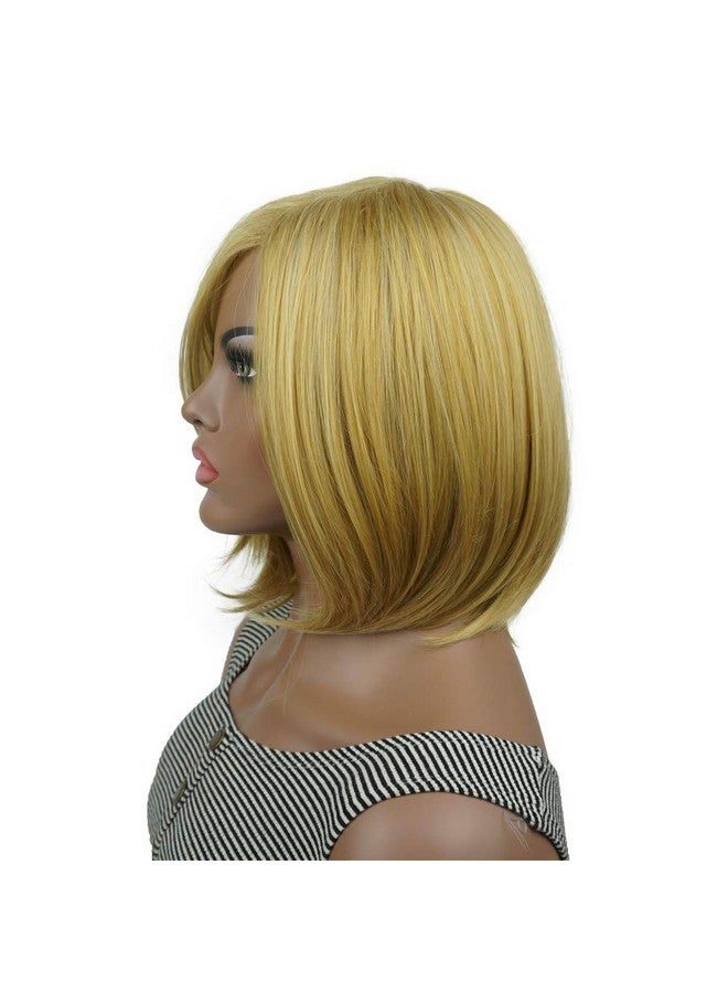 Aimole Women'S Medium Length Straight Bob Wigs Blonde Synthetic Wig Full Capless Hair - Image 4