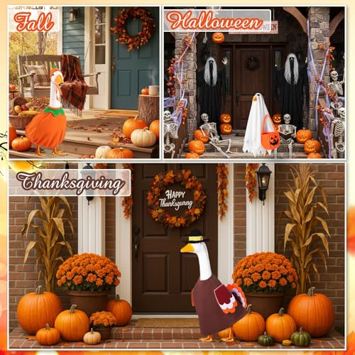 Silicherry 11 Set Holiday Porch Goose Outfits All Seasons Goose Clothes Umbrella Easter Statue Costume for Patio Lawn Outdoor(23",Boy Style) - Image 5