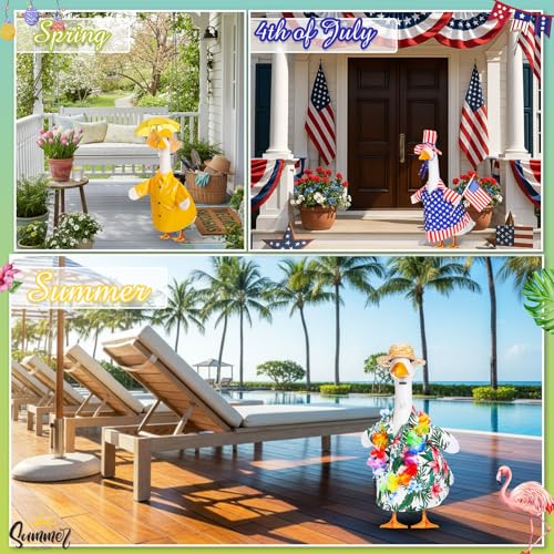 Silicherry 11 Set Holiday Porch Goose Outfits All Seasons Goose Clothes Umbrella Easter Statue Costume for Patio Lawn Outdoor(23",Boy Style) - Image 4