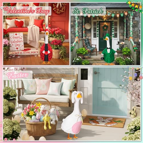 Silicherry 11 Set Holiday Porch Goose Outfits All Seasons Goose Clothes Umbrella Easter Statue Costume for Patio Lawn Outdoor(23",Boy Style) - Image 3
