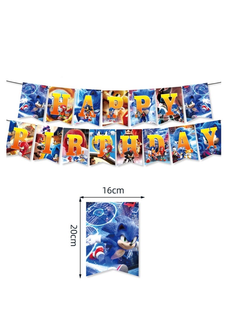 Tamona New Sonic The Hedgehog Two Birthday Party Happy Birthday Banner  - Image 2
