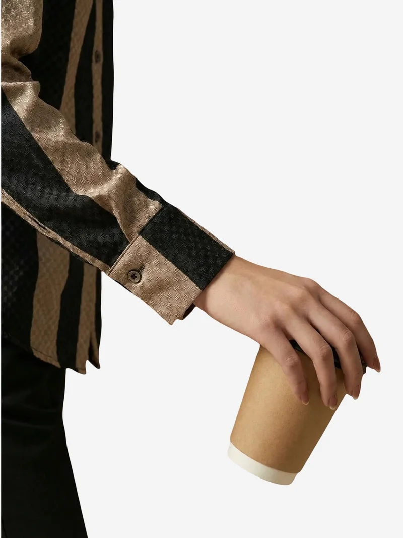 My Fashion Multicolor MY FASHION Striped Velvet Weave Button Shirt for Women | Best Price UAE