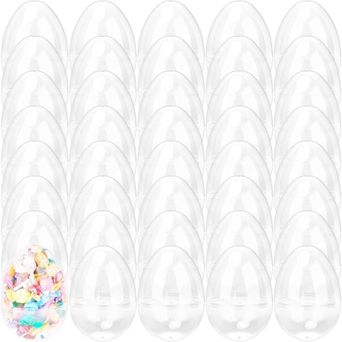 Restroma 40 Pcs 5 Inch 45 Inch Clear Easter Eggs Fillable Bulk Large Transparent Plastic Eggs Empty Easter Eggs for Easter Basket Stuffers Party Decor - Image 1