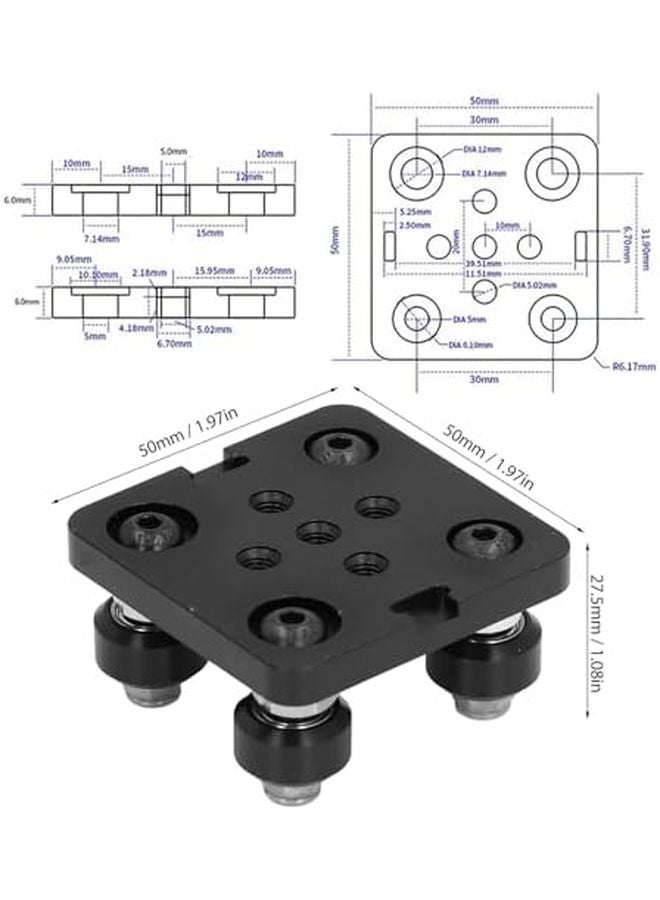 مجموعة لوحة العجلة V من سبائك الألومنيوم الأسود لطابعة CNC ثلاثية الأبعاد 2020V سلسلة البثق - Image 5