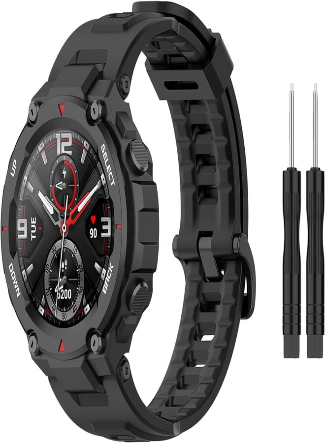 Next Next store Compatible with Amazfit T-Rex Band Soft Silicone Wristbands Replacement Strap Sport Band Smart Watch Accessories with Installation Tools Silicone