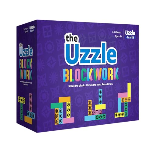 The Uzzle Blockwork by Uzzle Games  FastPaced Family Board Game  Multiple Difficulty Levels  Enjoyable and Challenging Puzzle Game  2 to 4 Players  A Complete Family Night Fun Package  for Ages 4 - Image 1