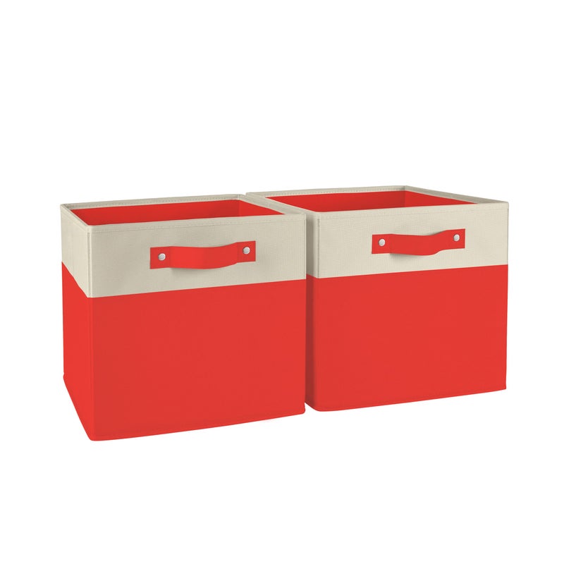RiverRidge Kids storage bins 2 Pack Cube Storage Organizer with Handles 105 Inch TwoTone Polyester Canvas closet organizers and storage for Toys Shoes More Fits Cabinets