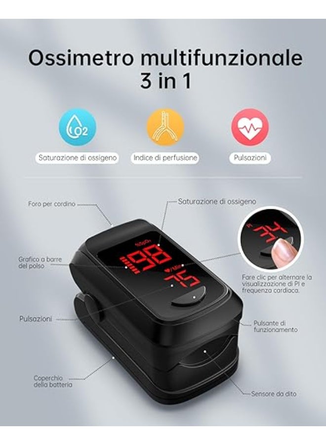 جهاز قياس الأكسجين ونبضات القلب الاحترافي - مراقب نسبة الأكسجين ومعدل النبض ومؤشر التروية (PI) - مزود برسم بياني تلقائي ونظام إنذار ذكي - Image 2