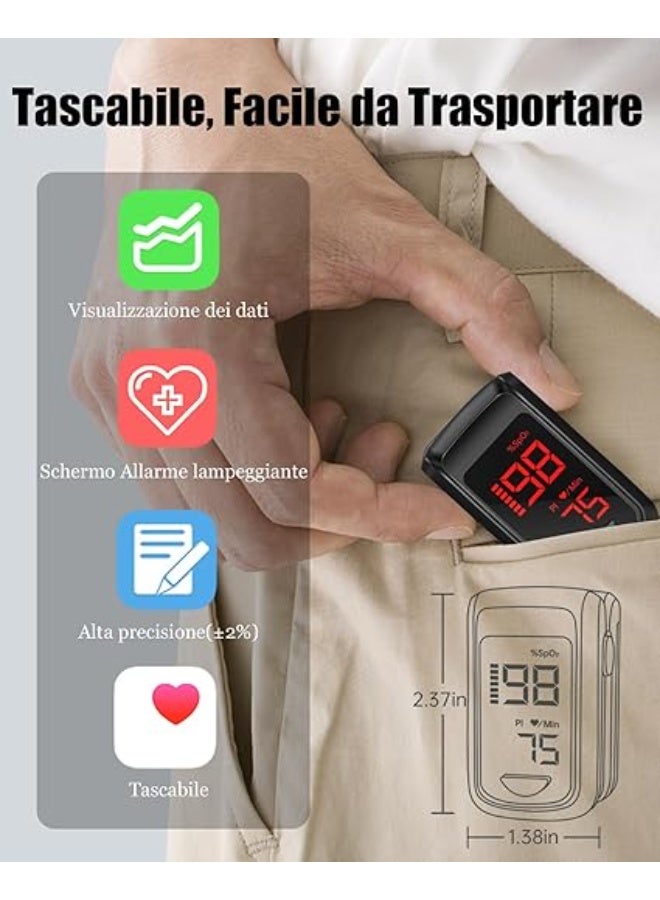 جهاز قياس الأكسجين ونبضات القلب الاحترافي - مراقب نسبة الأكسجين ومعدل النبض ومؤشر التروية (PI) - مزود برسم بياني تلقائي ونظام إنذار ذكي - Image 3