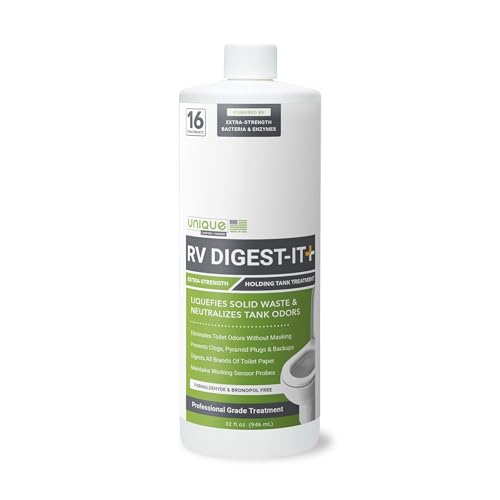 Unique RV Digest-It+, Extra-Strength RV Toilet Treatment - Liquifies Waste and All Brands of Toilet Paper - Odor Eliminator (32 oz) - Image 1