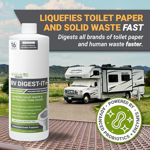 Unique RV Digest-It+, Extra-Strength RV Toilet Treatment - Liquifies Waste and All Brands of Toilet Paper - Odor Eliminator (32 oz) - Image 3