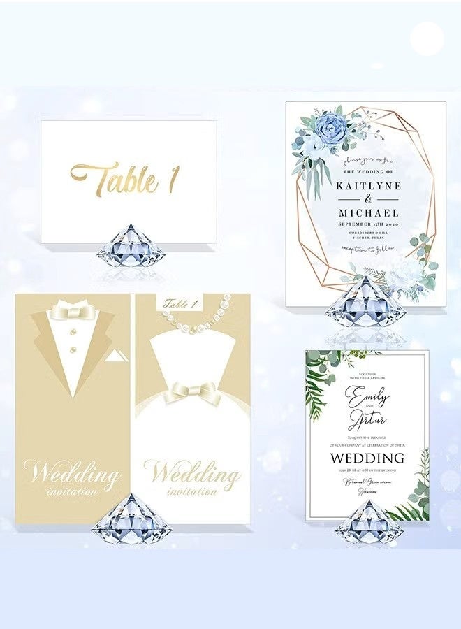 حامل بطاقات مكان من الألماس مكون من 18 قطعة، حامل بطاقات طاولة من الكريستال الأكريليكي لحفلات الزفاف وديكورات الحفلات وحفلات استقبال المولود وديكورات الطاولة (شفاف) - Image 3